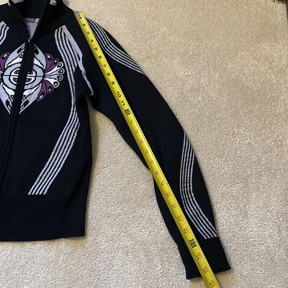 Athleta zip front black, gray, and purple sweater size M - Picture 9 of 14
